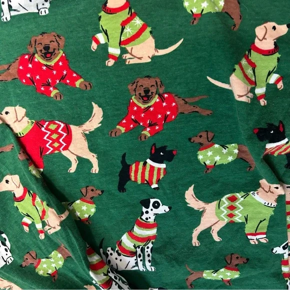 Little Blue House Women’s Green Woofing Christmas Dogs Pajama Set Size L - Picture 9 of 9
